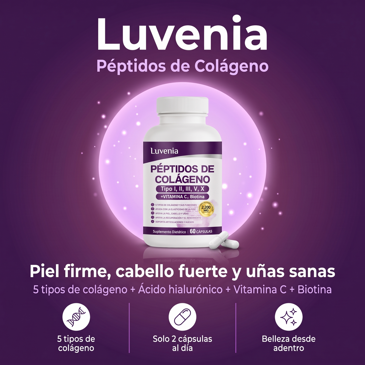 Péptidos de Colágeno (Piel firme, cabello fuerte y uñas sanas)