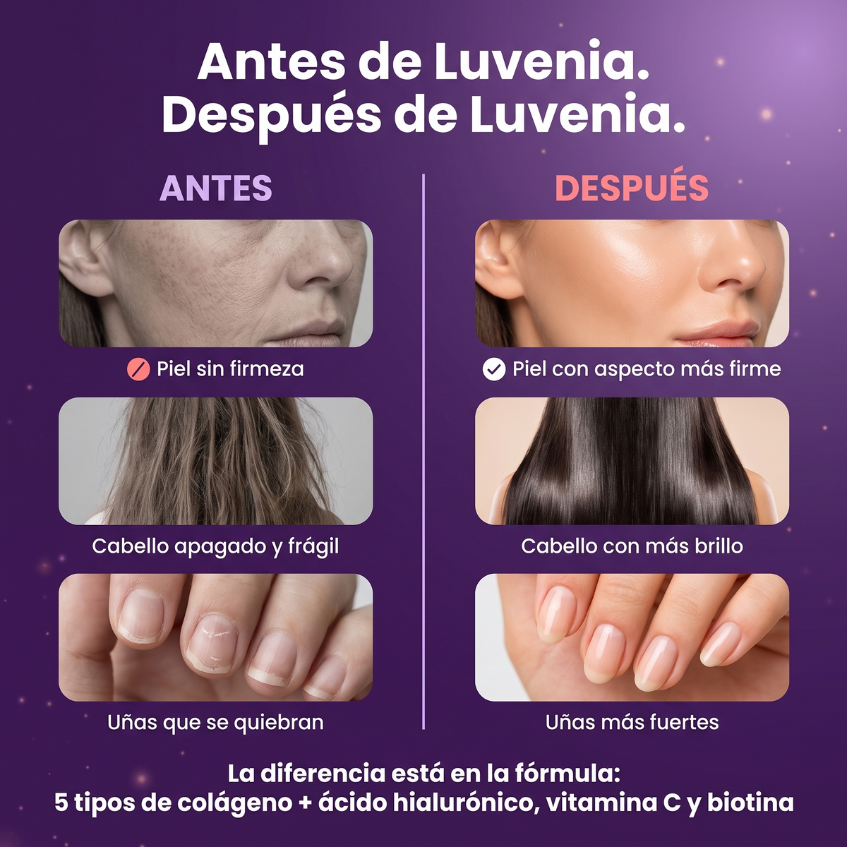 Péptidos de Colágeno (Piel firme, cabello fuerte y uñas sanas)